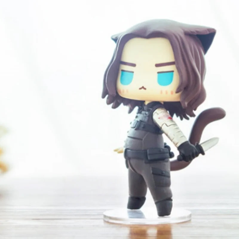 Captain America Winter Soldier Spiderman Q Edition Figure Handmade Desktop Ornament Creative Car Decor Marvel Office Collectible