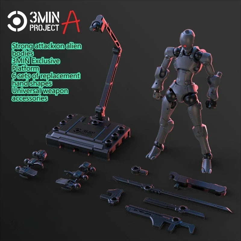 SHEIK MAINLAND 3MIN PROJECT A 3.75inch Super Movable Humanoid Body Strong Attack Alien Figure Assembly Model Toy Collection Gift
