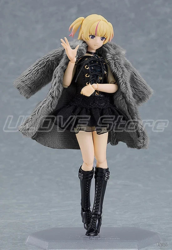 Original Max Factory Figma#581a Figma#581b Black Tight Dress Fur Coat / Black Tight Dress Action Figures Model
