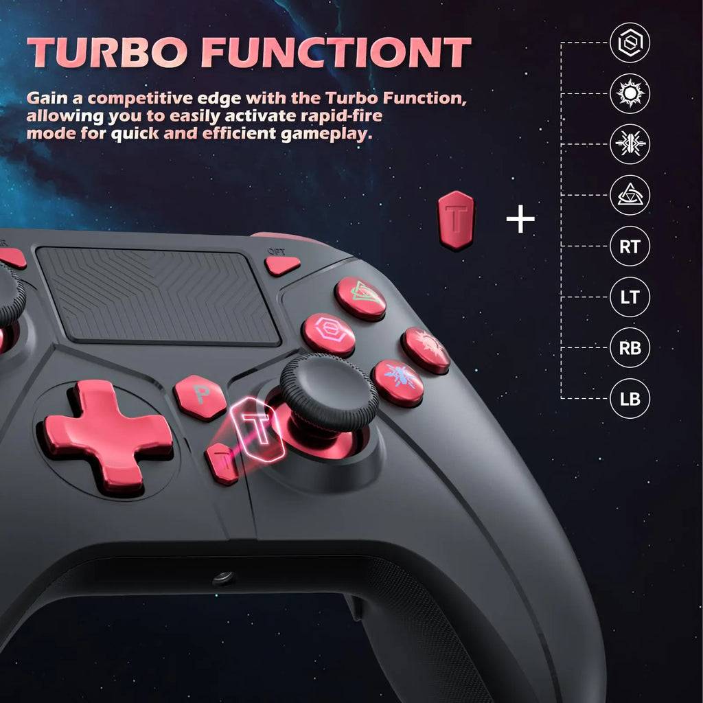 Wireless Game Controller For Playstation 4/PS4 Pro/Slim/PS3/PC/IOS/Switch Console W/ Turbo Dual Vibration 6-Axis Gyro 3.5mm Jack