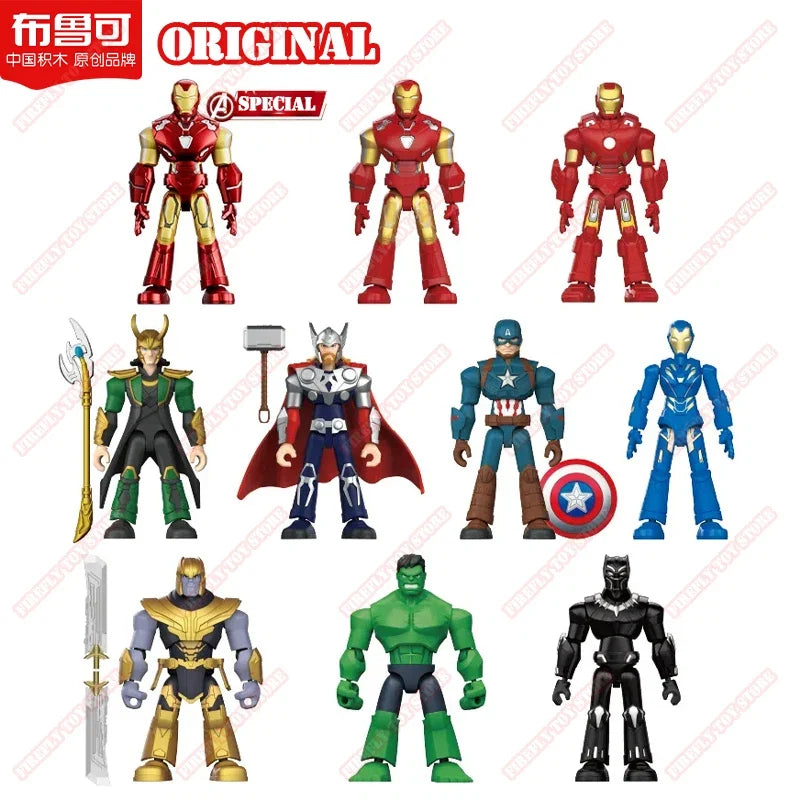 BLOCKEES Original MARVEL THE INFINITY SAGA Movies Peripheral Toys Ironman Q-Version Movable Model Figure Collection