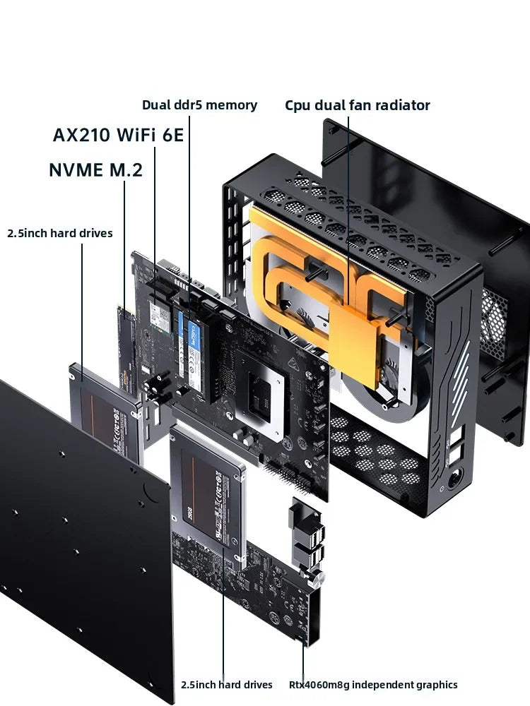 RTX4060M mini console game computer office micro assembly desktop small AI computing power small host design graphics