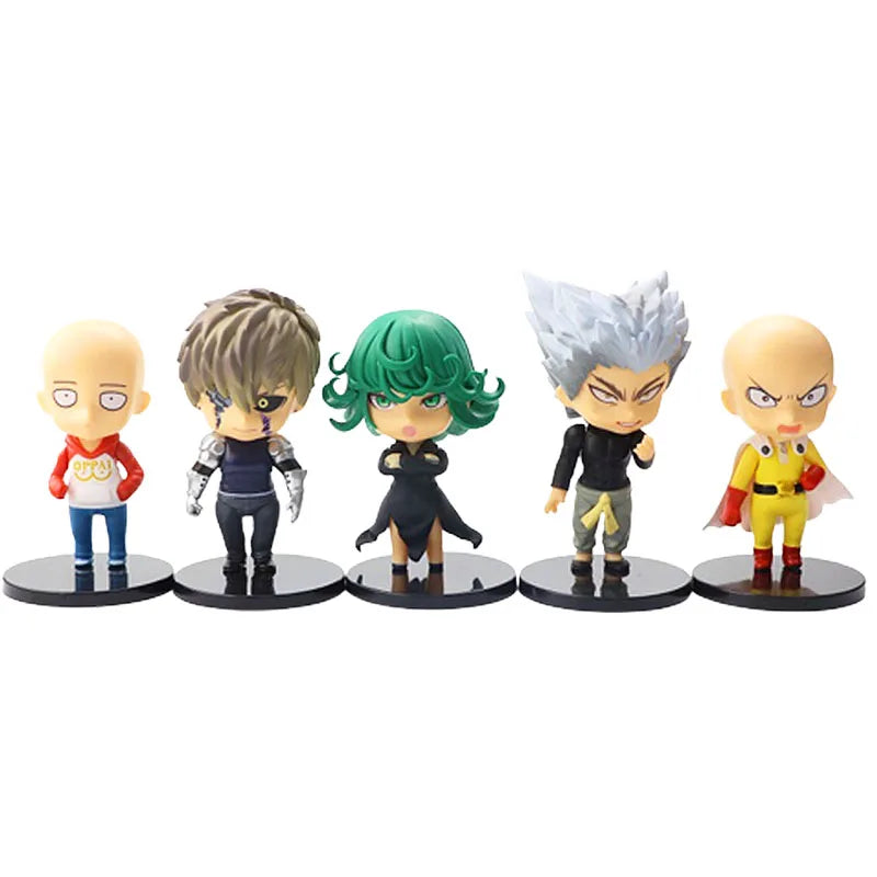 5Pcs/Set 8.5CM Figure Q Version Anime ONE PUNCH-MAN Saitama Tatsumaki Standding Model Dolls Toy Gift Collect PVC Material