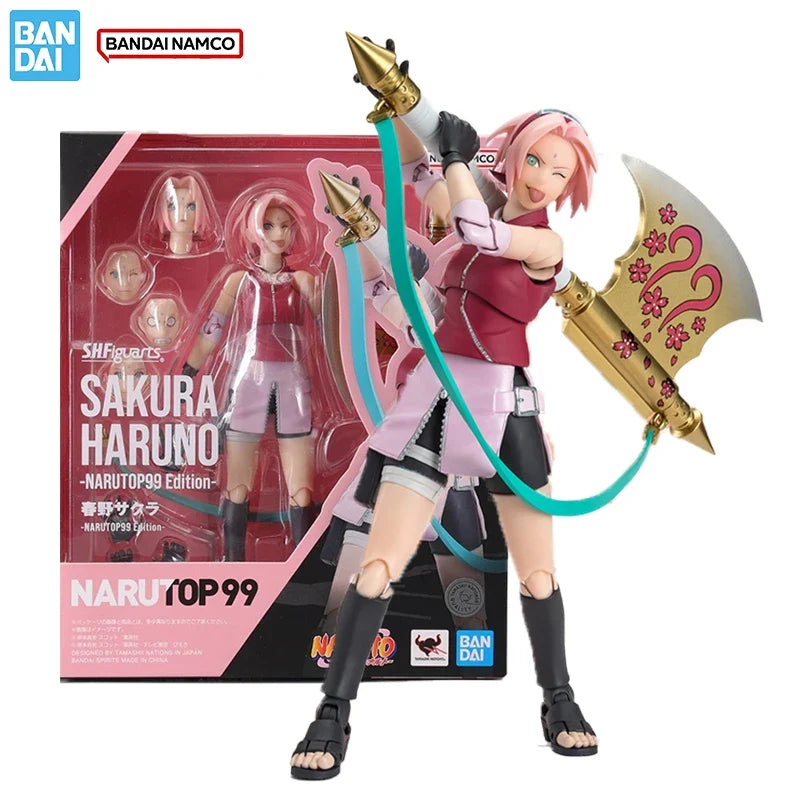 Bandai Original Genuine Figure Naruto Model Kit SHF Sakura Haruno NarutoP99 Collection Action Figure Model for Kids Toys Gifts