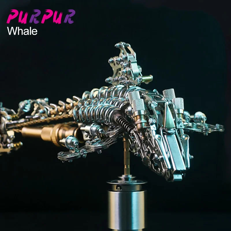 DIY Steam Punk 3D Metal Puzzle Stainless Steel Brass Screw Mechanical Assembly Whale Fish Animal Model Adult Boy Toys Gift