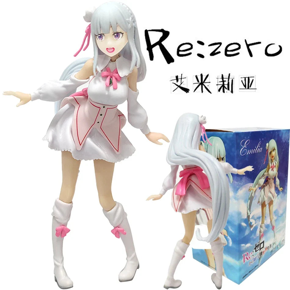 @17cm Re: Zero Starting Life in Another World Anime Figure Emilia Action Figures Kawaii Memory Snow Emilia Collection Model Toys