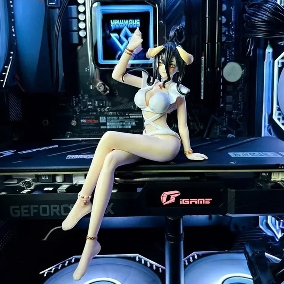 Anime figure Albedo Sitting action figure Albedo swim costume figurine Doll PVC Model Toy Adult Collection Statue Gift