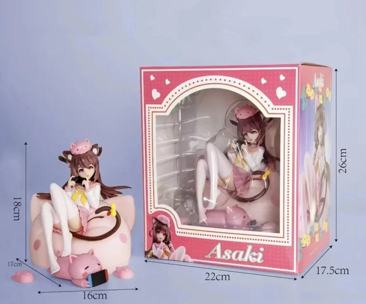 26CM Anime Asaki Figure Virtual Anchor Pig Princess Is the order a rabbit? Sitting Model Toy Gift Collection Action Figure PVC