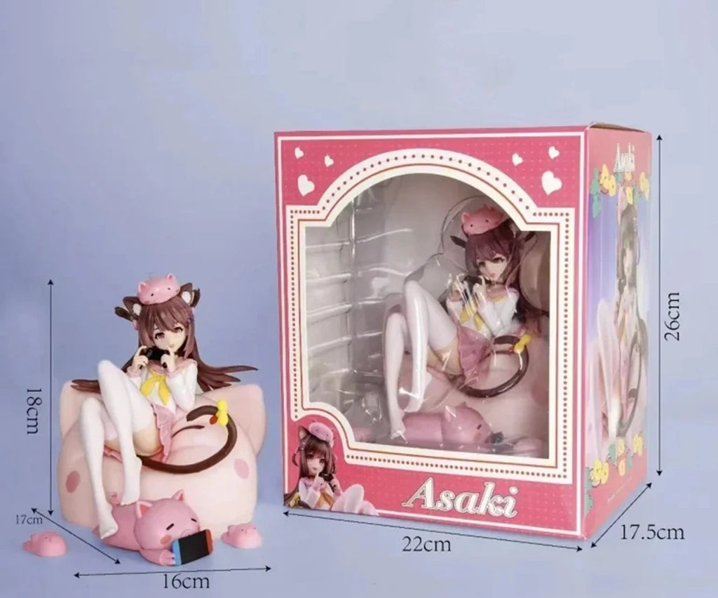 26CM Anime Asaki Figure Virtual Anchor Pig Princess Is the order a rabbit? Sitting Model Toy Gift Collection Action Figure PVC