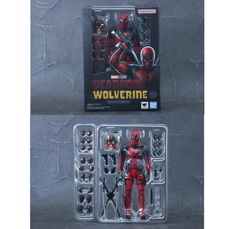 Bandai Genuine SHF Deadpool Wolverine 15.5cm MARVEL STUDIOS Anime Action Figure Collectible Model Toys Ornaments Gift Children
