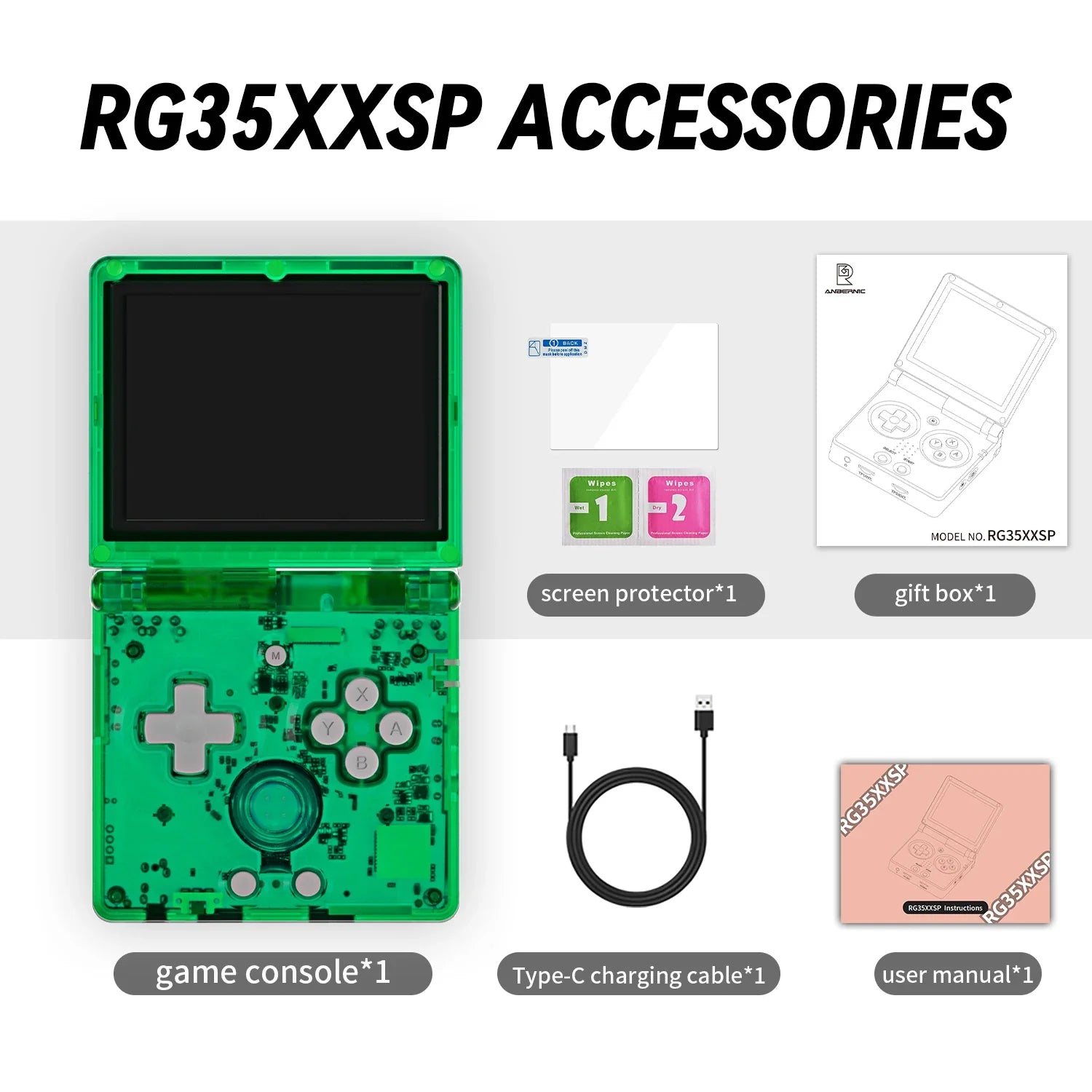 ANBERNIC RG35XXSP Mini Retro Handheld Game Console 3.5-inch IPS Screen 3300mAh Battery Supports HDMI-TV Out and Bluetooth 4.2