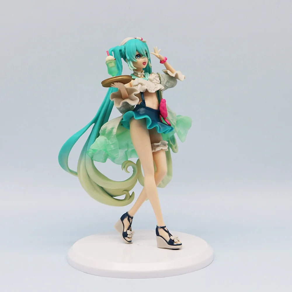 18CM Anime Hatsune Miku Figure Sweet Sweets Melon Soda Float Standing Figure Cute Toy Gift Collection Aciton Figure PVC Doll