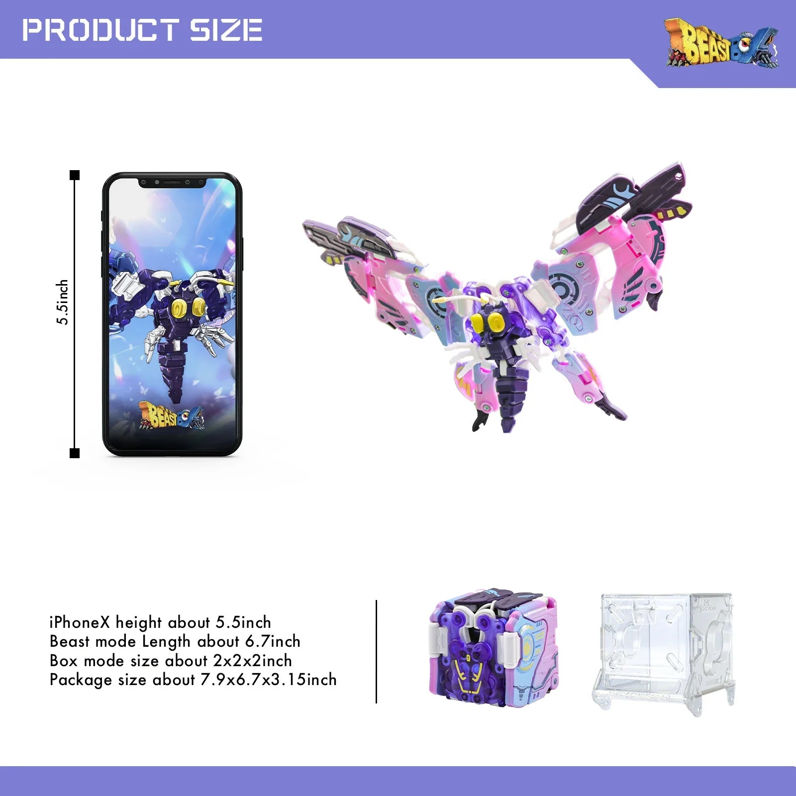 52TOYS Beastbox BB-56 BULLET Butterfly Deformation Robot, Converting in Mecha and Cube, Action Figure, Collectible Gift