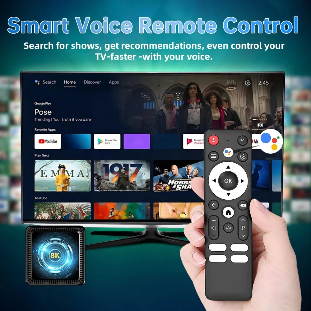 Very Fast Smart TV Box Q19 Android 14 Allwinner H618 Google Assistant Dual Wifi 5G Wifi6 8K 8GB 128GB Media Player Set Top Box