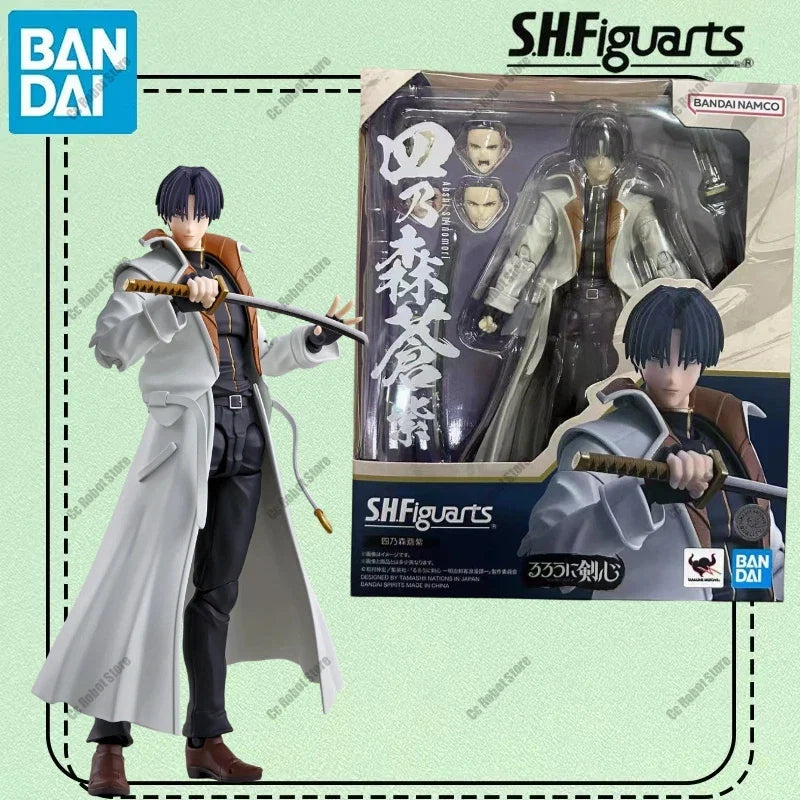 Genuine New Bandai SHF Rurouni Kenshin Shinomori Himura Kenshin Aoshi Meiji's Swordsman Action Figure Collectible Model