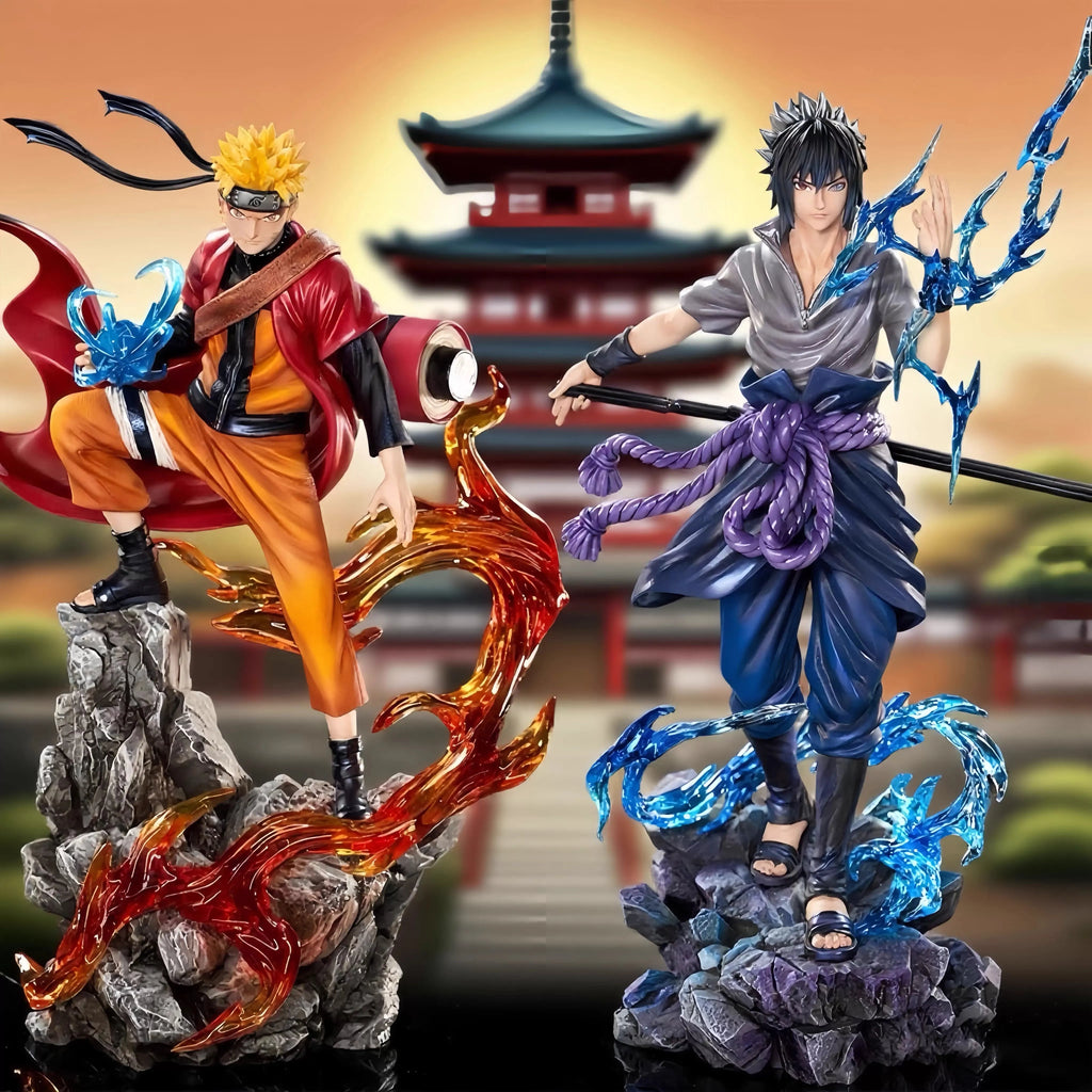 23cm Naruto Anime Action Figure - Uzumaki Naruto & Uchiha Sasuke PVC Statue Desktop Ornament Collectible Model Toy Gift