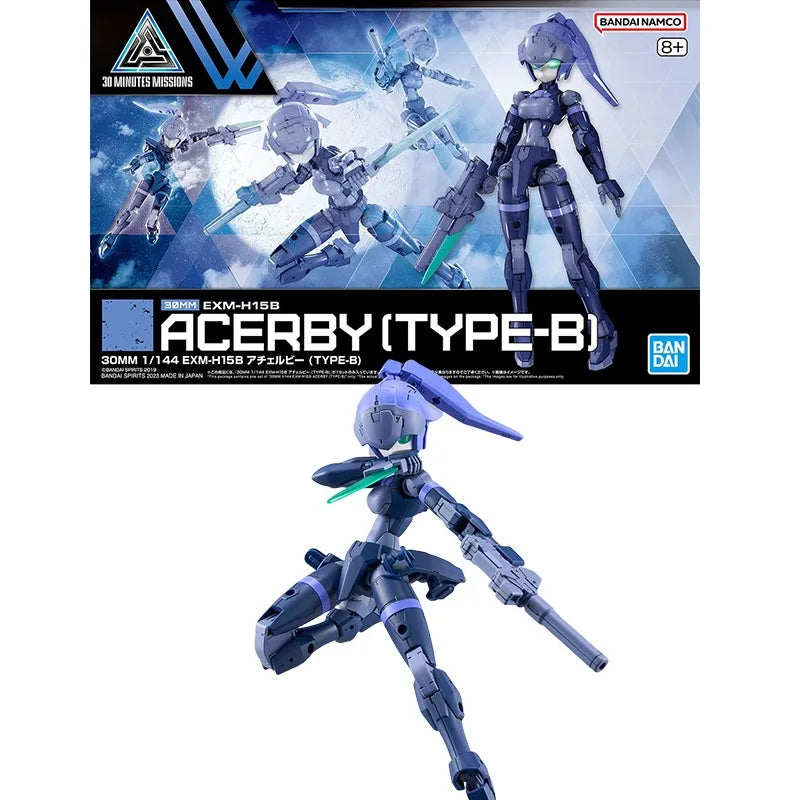 Bandai Genuine 30MM EXM-H15 Acerby [TYPE-A-B-C-D-E] Anime Action Figure Collectible Assembly Model Toys Ornaments Gift Children