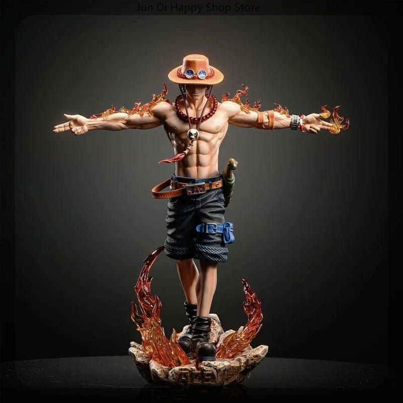 27cm Lx One Piece Ace Spread Arms Cross Anime Figure Model Gk Statue Boys Collection Desktop Decoration Ornament Toys Gifts
