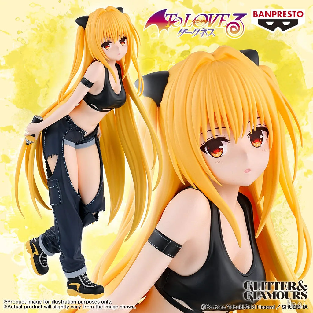 Original Genuine Bandai Prepainted BANPRESTO Glitter & Glamours To LOVEru Darkness Konjiki No Yami Street Ver. H=22cm Figure