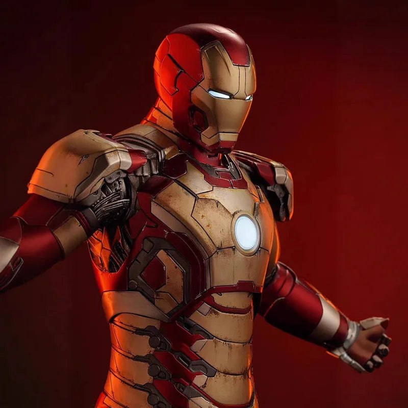 New Product In Stock 1/4 Brand New Marvel Iron Man Mk42 Statue In Red And Gold Color Scheme Super Cool With Luminous Effect