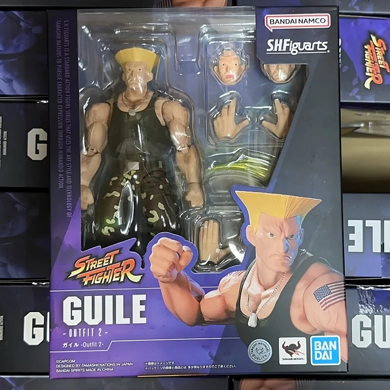 100% Original Bandai Shf Sh Figuarts Street Fighter Costume 2 Guile Action Figure Anime Model Toy Figura Pvc Collection Gift