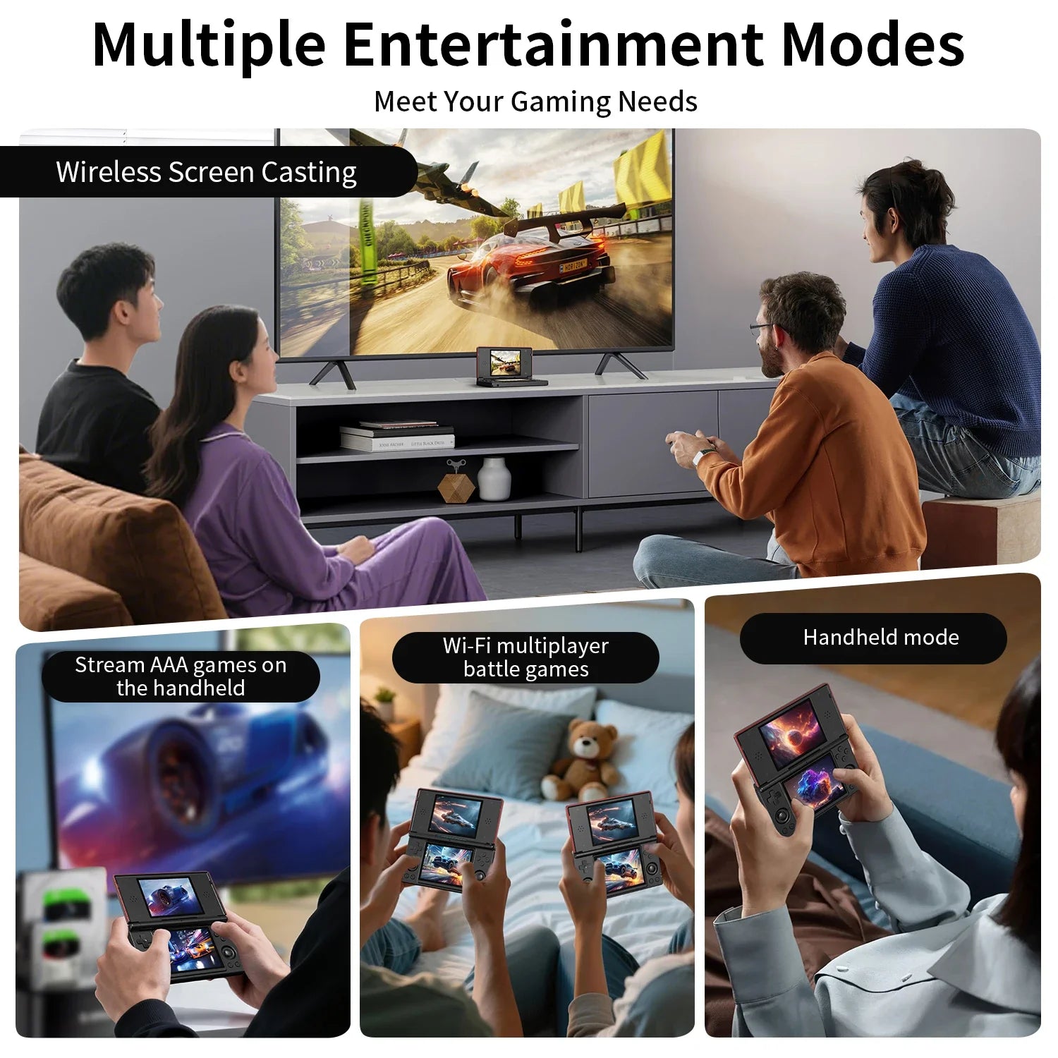 RG DS Handheld Game Console 4‘’ Dual IPS Touchscreen RK3568 Processor Android14 Hall Effect Magnetic Switch Fliptop Video Player