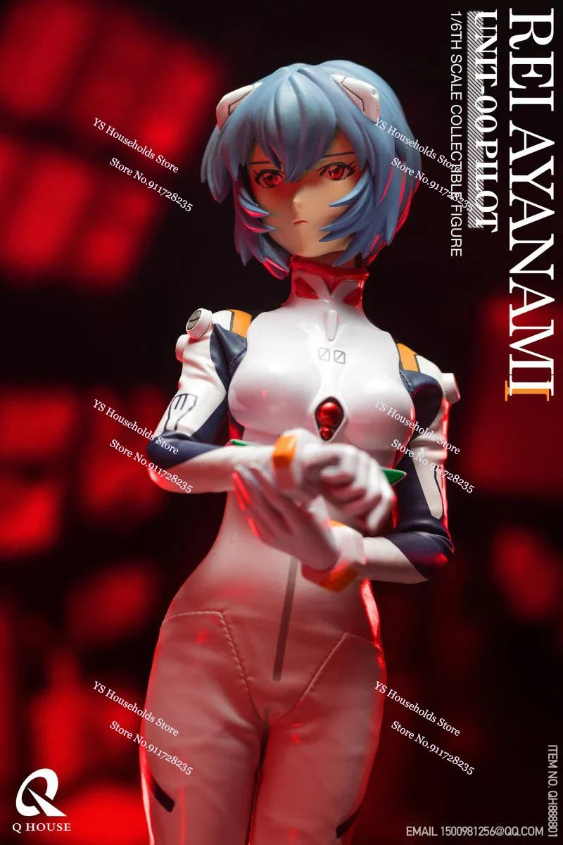 1/6 Collectible Ayanami Rei Anime Girl Action Figure EVA White Leather Bodysuit Decor 12" Full Set Decliate Female Soldier
