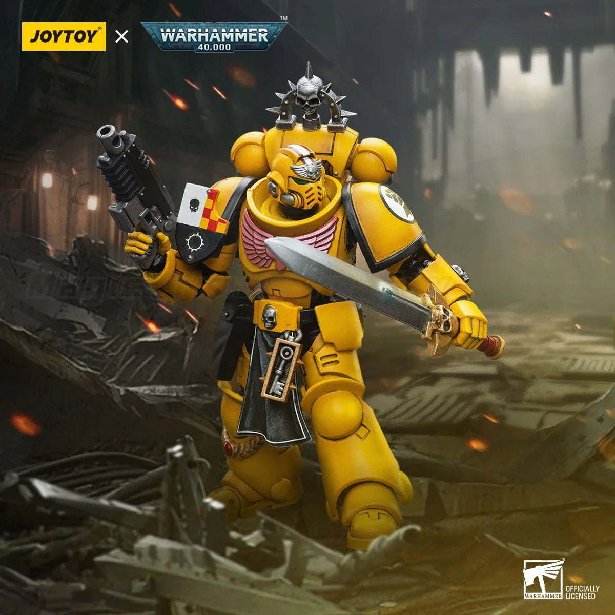 【In Stock】JOYTOY Warhammer 40K Imperial Fist Lieutenant with Power Sword Anime Model Toys Gift 1/18 Action Figure