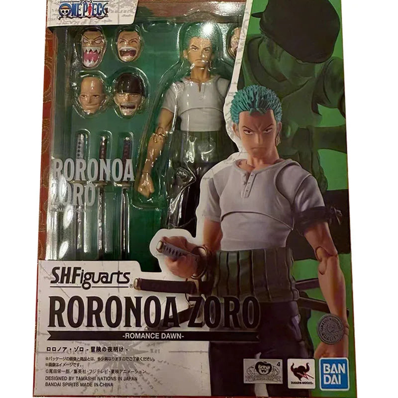 Bandai Genuine SHF ONE PIECE Roronoa Zoro -ROMANCE DAWN- 15cm Anime Action Figure Collectible Model Toys Ornaments Gift Children