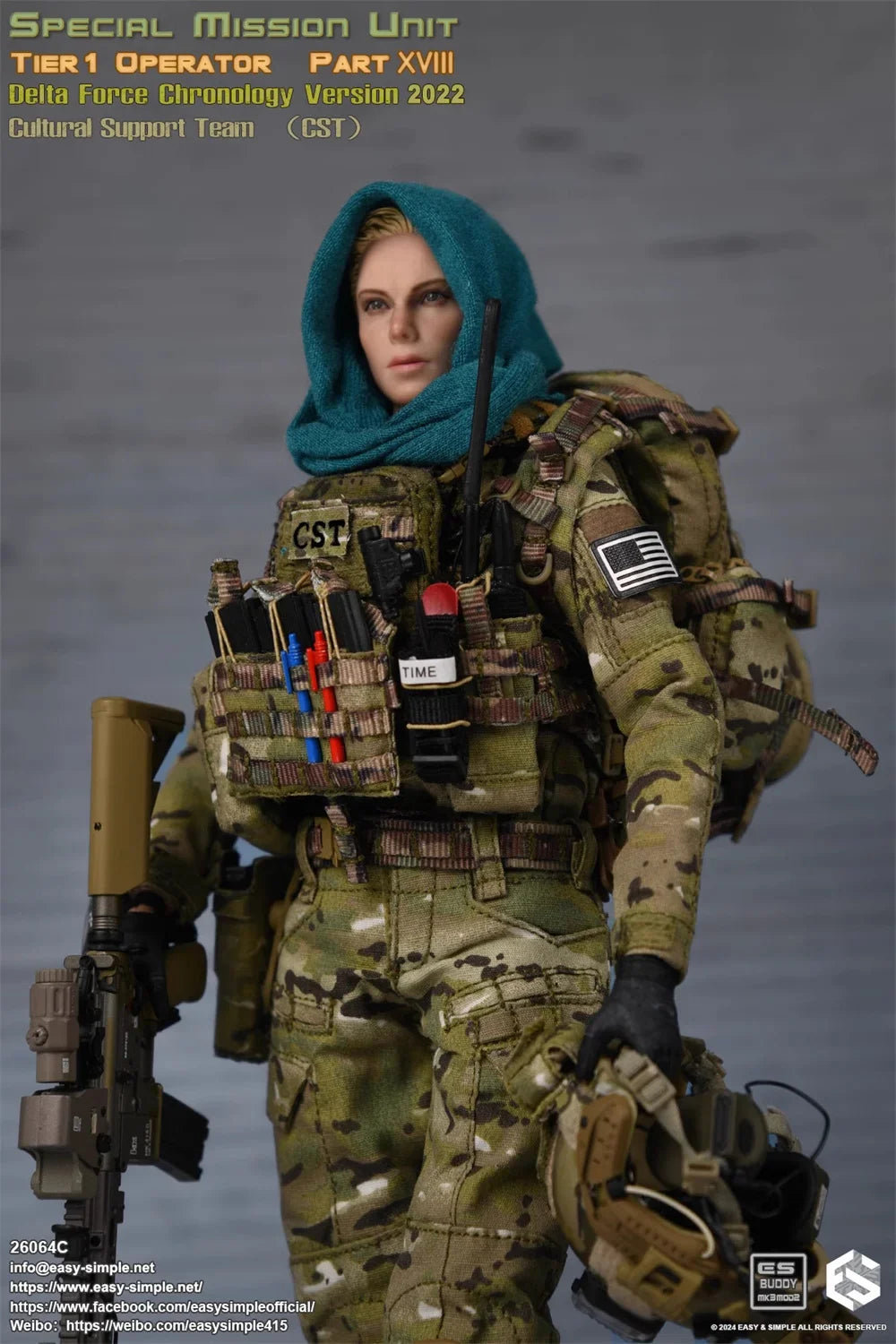 Easy&Simple 26064C 1/6 Soldat Weibliches Mitglied der CAG Spezialkräfte Komplettset 12'' Actionfigur Modell Spielzeug auf Lager