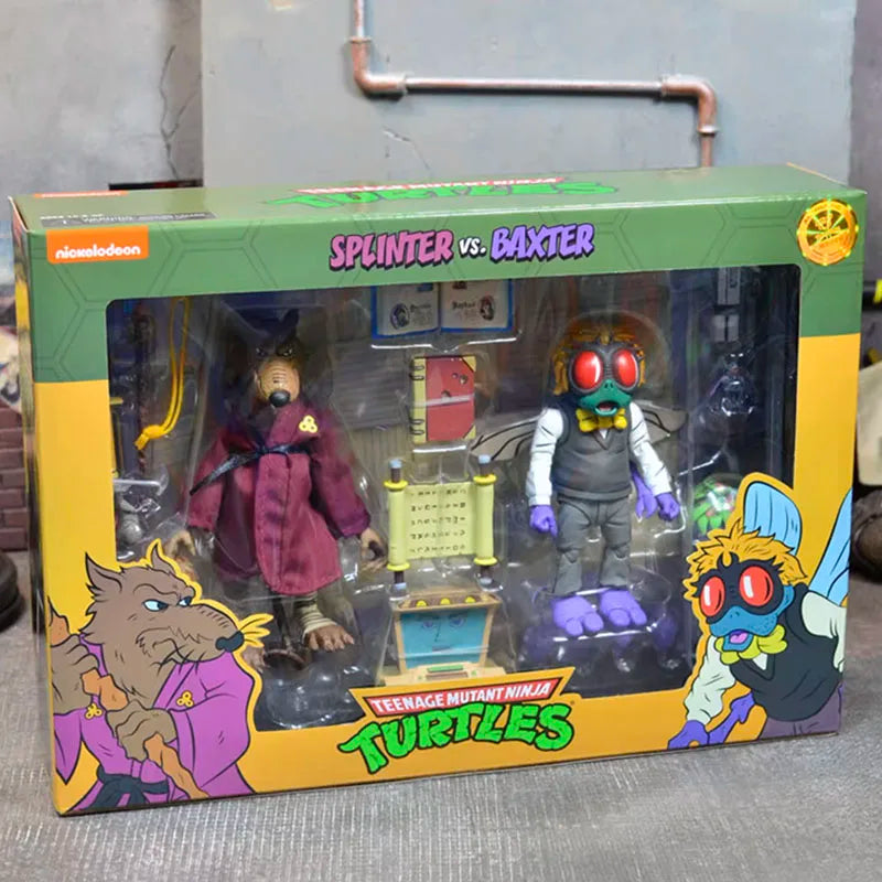 NECA TMNT Figure Splinter and Baxter Action Figuras 1987 Comic Teenage Mutant Ninja Turtle Figuirne Anime 7-Inch Model Original