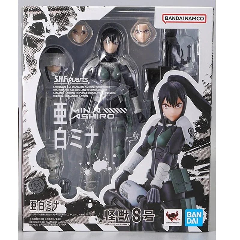 Bandai Genuine SHF KAIJU No.8 Mina Ashiro Anime Action Figure Collectible Joints Movable Finished Model Toys Ornaments Gift Kids