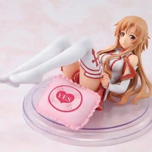 7cm Sword Art Online Yuuki Asuna Lying Posture Anime Figure Model Statue Boys Collection Desktop Decoration Ornament Toys Gifts