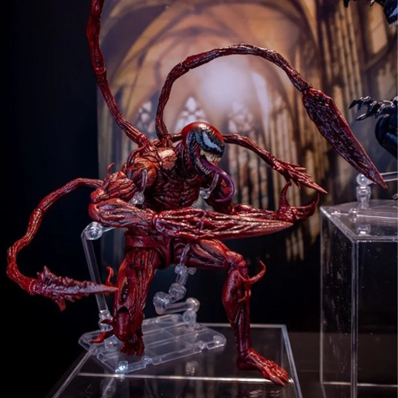SHF Venom Red Venom Carnage Action Figure Joint Movable Toys Venom 2 Change Face Statue Model Doll Collectible Kids for Toy Gift