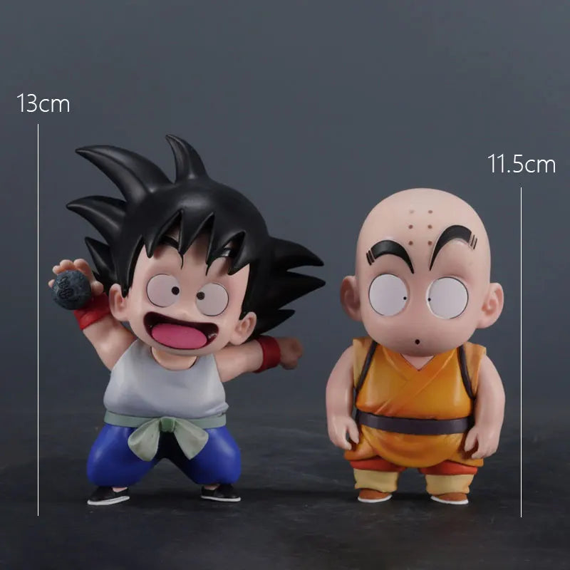 Anime Figurine Dragon Ball Z Kuririn and Son Goku Action Figures Q Version Anime PVC Model Kawaii Cartoon Statues Collection Toy