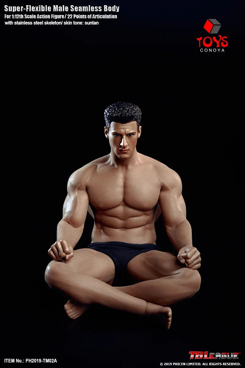 TBLeague Phicen TM01A TM02A 1/12 Suntan Skin Super-Flexible Seamless Steel Stainless Skeleton Male Body 6'' Action Figure Doll