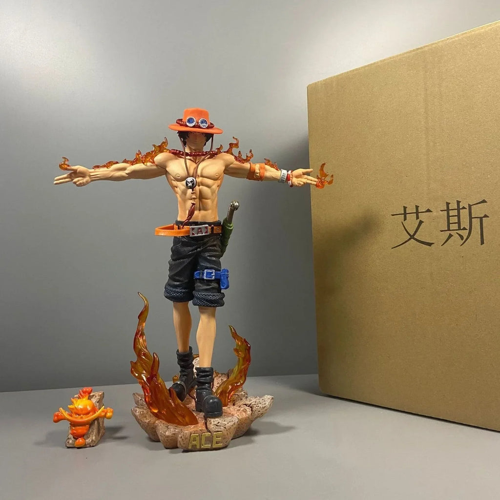 27cm Lx One Piece Ace Spread Arms Cross Anime Figure Model Gk Statue Boys Collection Desktop Decoration Ornament Toys Gifts