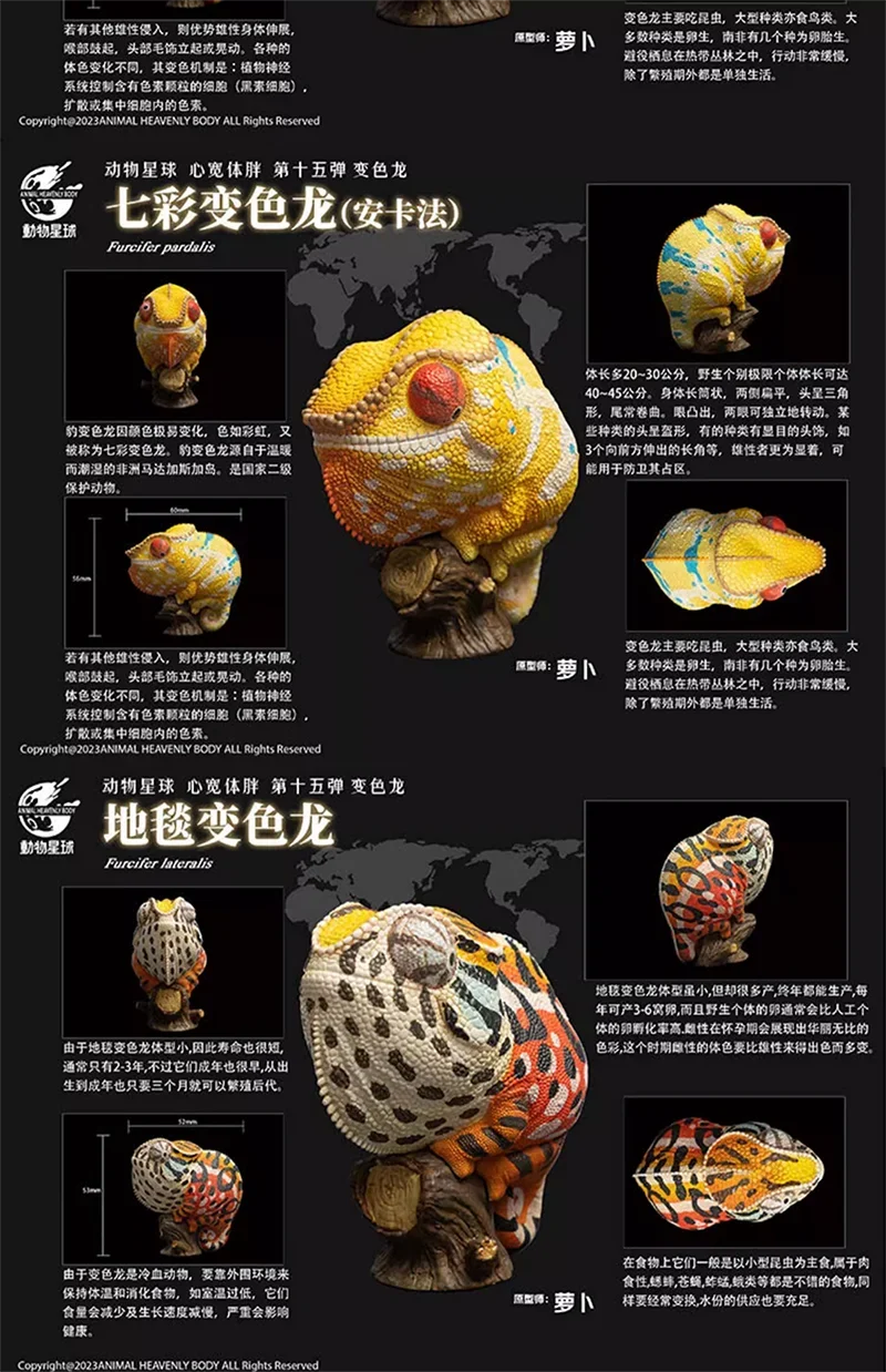 Animal Planet ANIMAL HEAVEENLY BODY No. 15 Chamaeleo jocksoni Lizard Figure Model Toys Collection Scene Ornament Gift