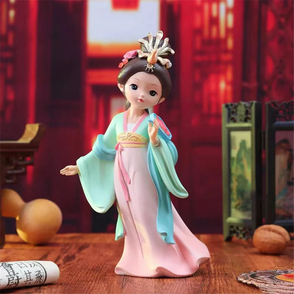 Four Beauties Resin Doll Sculptures Chinese History Celebrated Woman Ancient Traditional Figure Miniature Desktop Decor Ornament