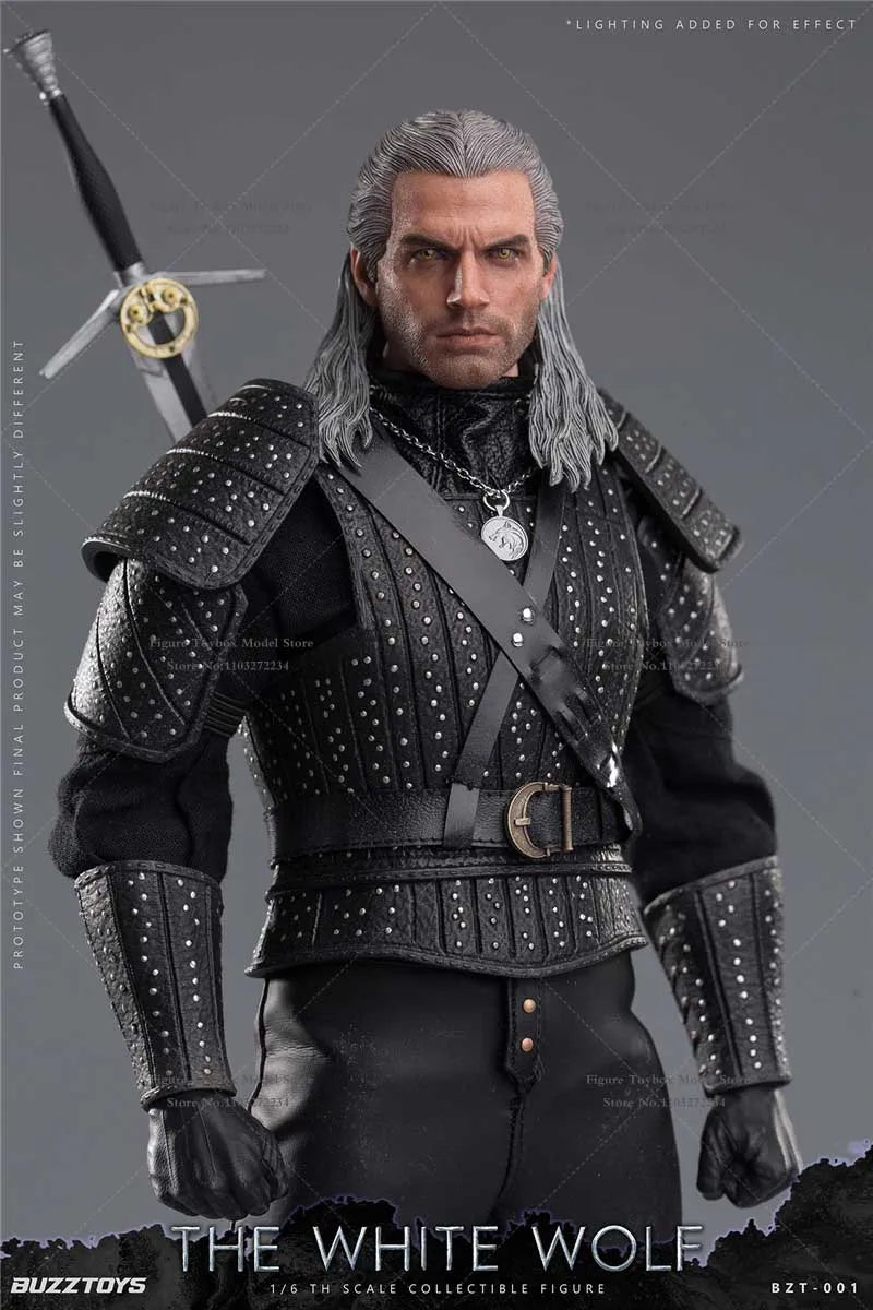 BUZZTOYS BUZ001 1/6 Scale Brave Hunter Wizard Male Action Figure Gray Hair Witcher Simulation Delicate 12" Full Set Soldier