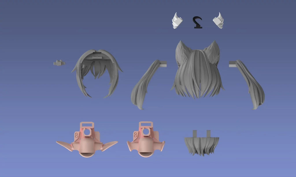 【No Figure】1/12 Scale Female Soldier Kotobukiya Hairstyle Cat Conversion Parts Accessories For 6in Kotobukiya Action Figure Mo