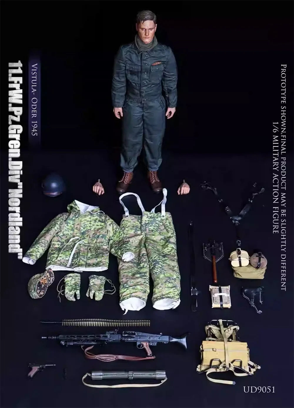 100% New Version Scale 1/6 UD9051 UJINDOU Male Gunner Soldier The Man MG42 Toys Model About 12" Moveable Action Figure For Fans