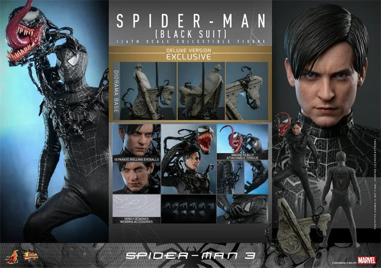 NEW Spot HOTTOYS HT 1/6 MMS728 Deluxe Edition 727 Spider-Man 3 Black Suit Movable 0922 Action Figure Collection Gfits