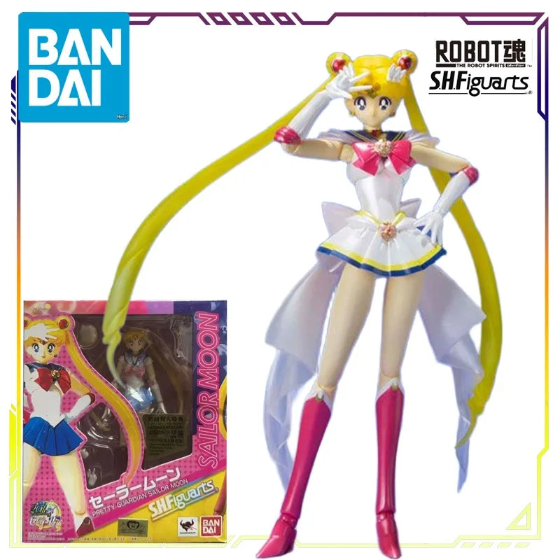 BANDAI Original S.H.Figuarts Beautiful Girl Warrior Crystal Series Tuxedo Mask\Black Lady Action Figure Model Toys Gifts Fo Boys