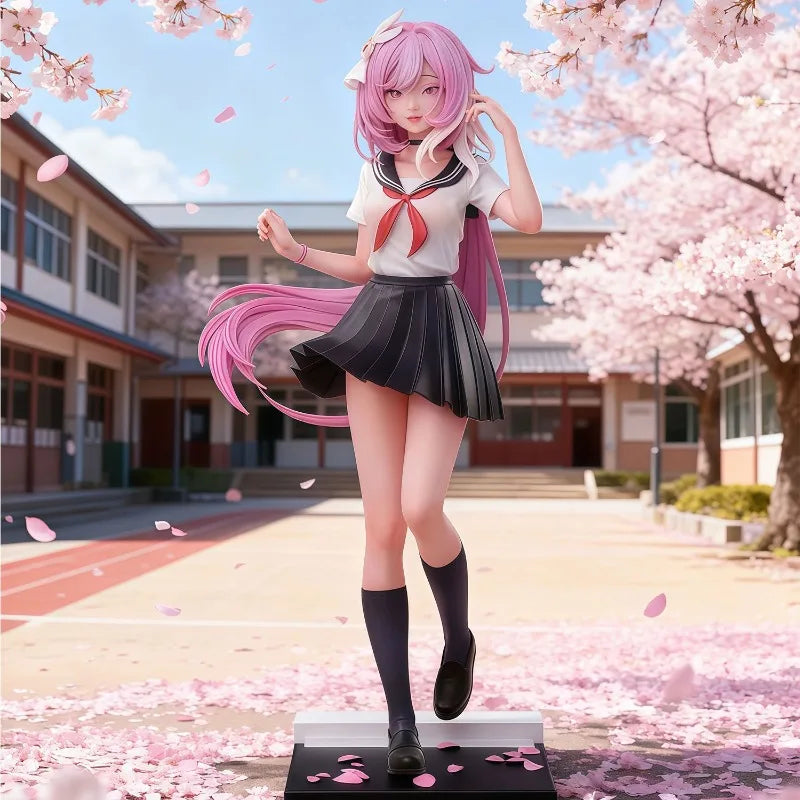Elysia school uniform standing style cartoon character statue-pink sweetheart design, lovely collection model