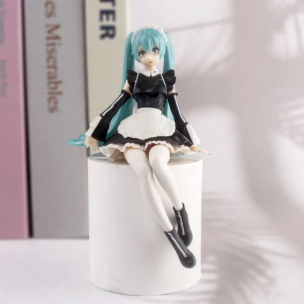 14cm New Anime Hatsune Miku  Virtual Singer Manga Sitting posture Model Toys computer desk cake  decoration cute toys free ship