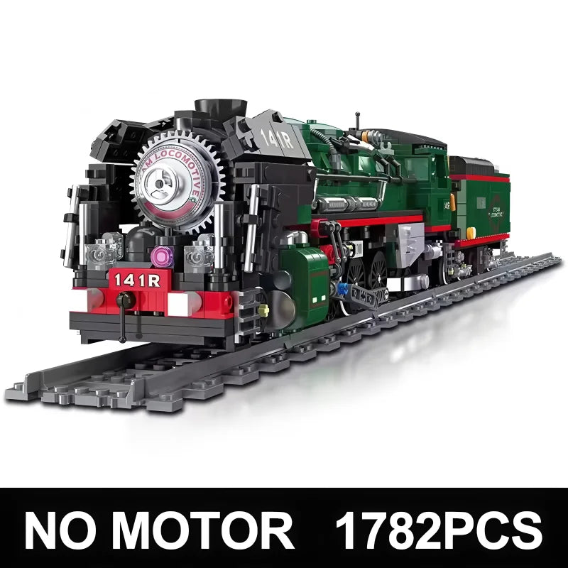 JIESTAR 59098 DIY Electric Train Building Blocks 141R Steam Engine Model Brick Toy for Kids Adults  Educational Birthday Gift