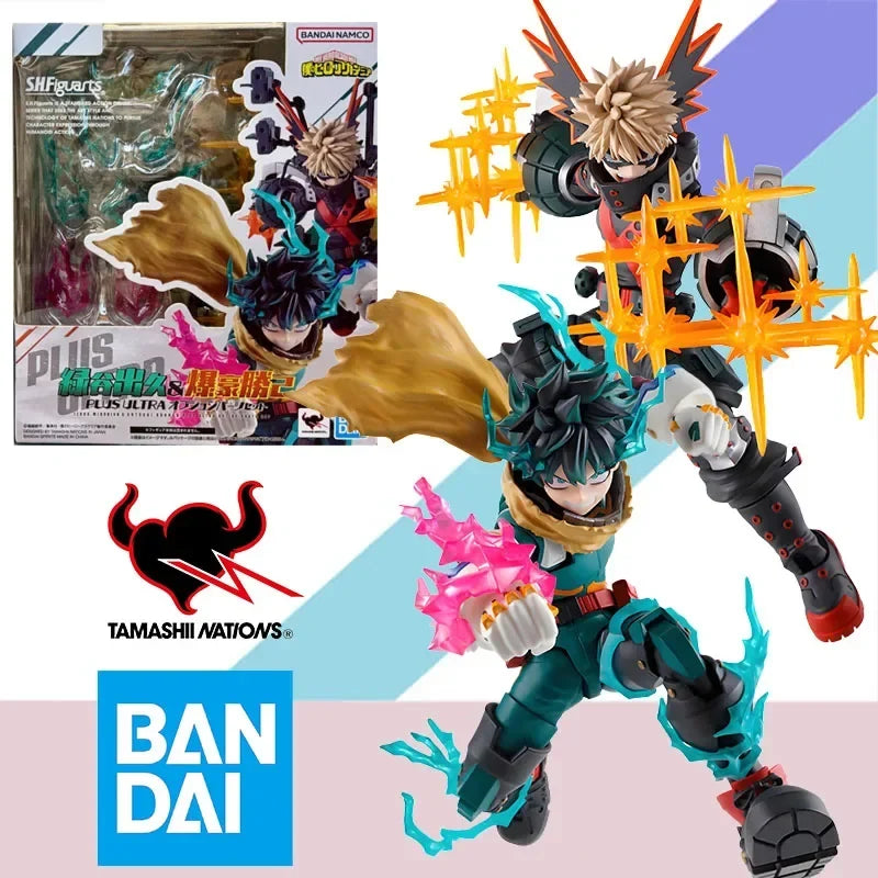 BANDAI Original Box SHF Bakogo Deku Bakugo PLUS ULTRA Anime Action Figure Model Toy Gift for Kid Foam Box Packaging