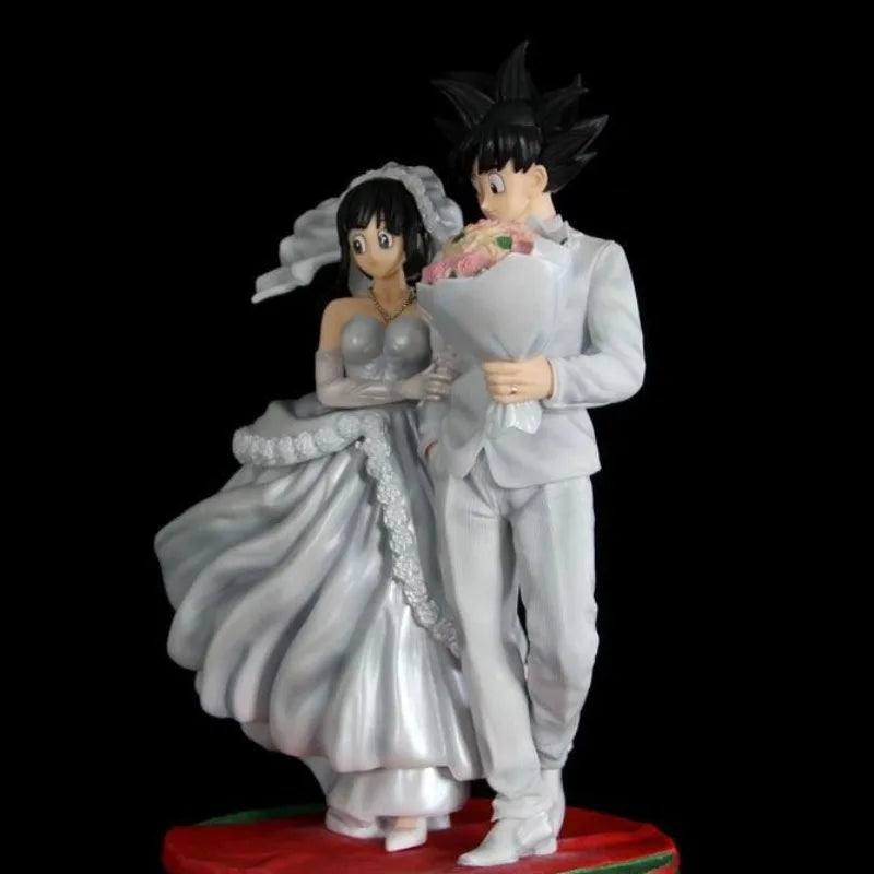 Dragon Ball Bandai Anime Action Figure Son Goku Chichi Wedding Dress Model Statue Peripheral Gift Ornaments Doll  Dream Toys