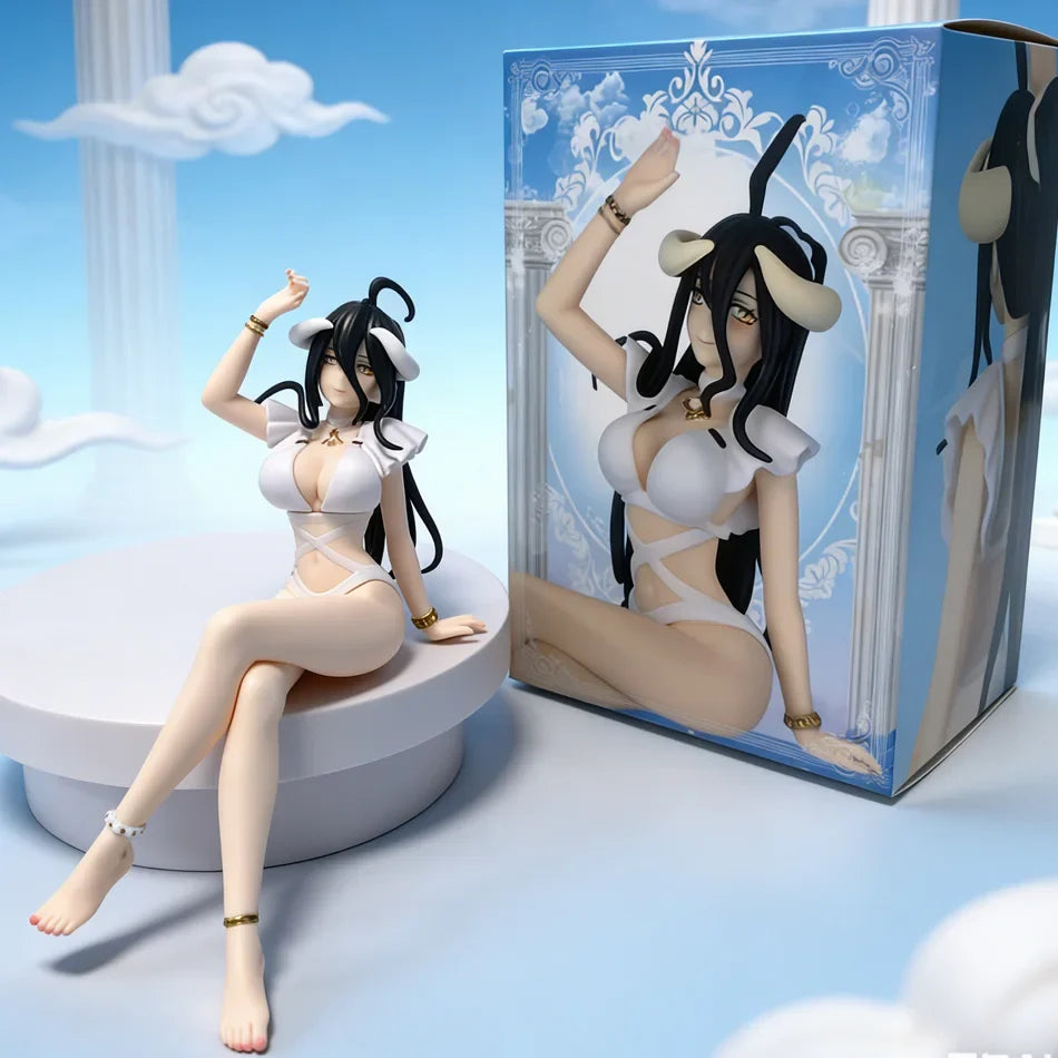 Overlord Albedo Anime Figure 16cm White Swimsuit Models Collection Ornaments Action Noodle Stopper Model PVC Collectible Toy